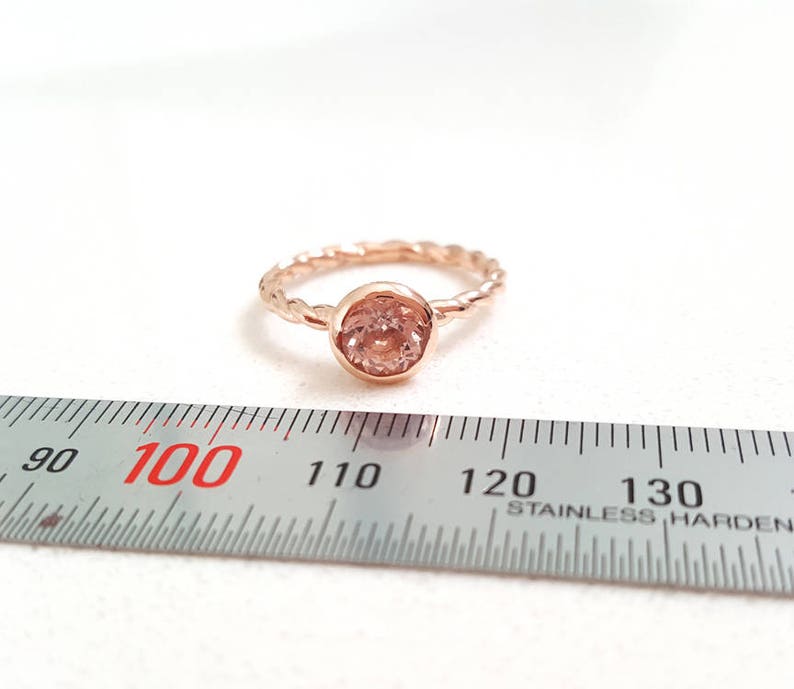 One of a Kind Morganite Solitaire Engagement Ring in 14k Pink Gold, Vintage & Unique Stackable Ring, Handmade in Canada by Gwen Park Design image 5