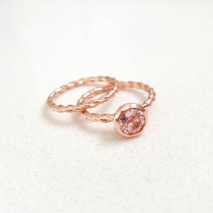 One of a Kind Morganite Solitaire Engagement Ring in 14k Pink Gold, Vintage & Unique Stackable Ring, Handmade in Canada by Gwen Park Design image 4