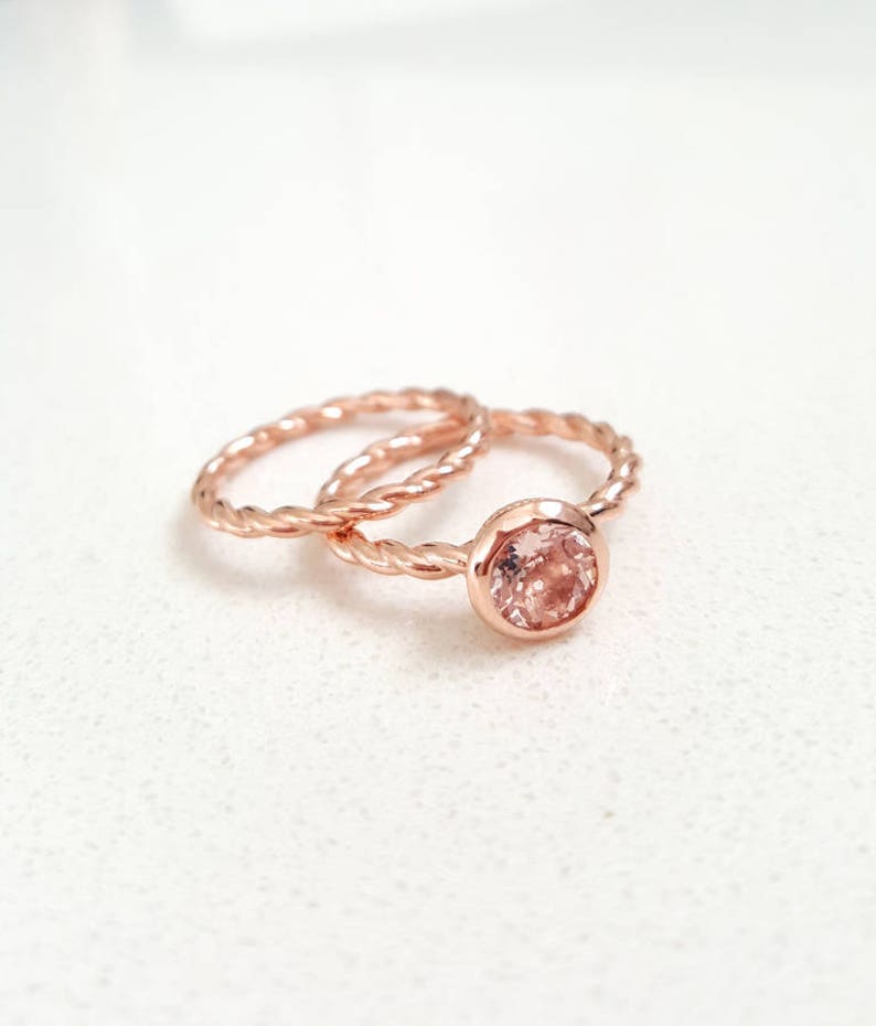 One of a Kind Morganite Solitaire Engagement Ring in 14k Pink Gold, Vintage & Unique Stackable Ring, Handmade in Canada by Gwen Park Design image 4