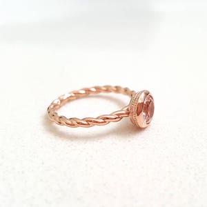 One of a Kind Morganite Solitaire Engagement Ring in 14k Pink Gold, Vintage & Unique Stackable Ring, Handmade in Canada by Gwen Park Design image 2