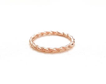Twisted Thin Band in 14k gold and Sterling Silver, Simple and Clean style Jewelry, Handmade in Canada, Unique & Modern Stackable Rings