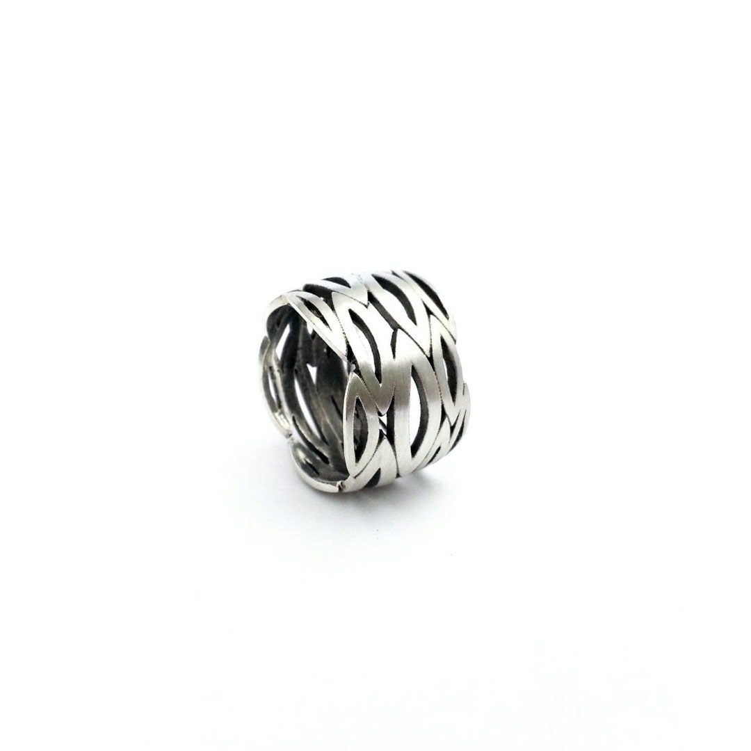 Unique and Modern Sterling Silver Wide Band One of Kind - Etsy