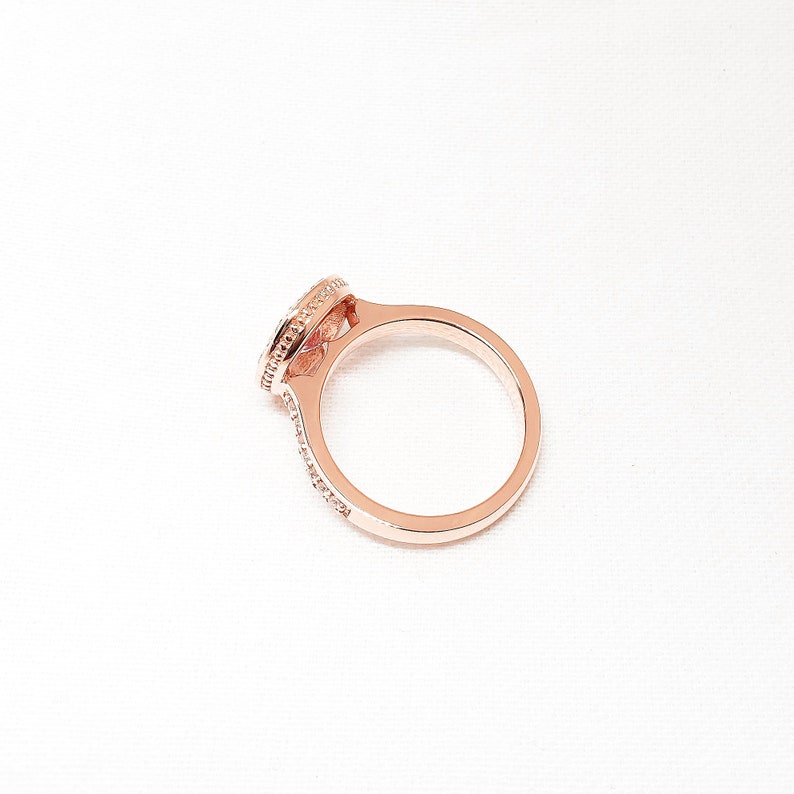 One of a Kind Engagement Ring in 10k Pink gold with Morganite and diamond, Lovely Heart shape Halo Ring, Handmade in Canada by Gwen Park image 3