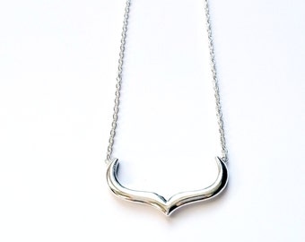 French Curve Shape Pendant, Sterling Silver Necklace, Curvey Shape Jewelry, Unique and Modern style Jewelry, Simple handmade Jewelry Design,