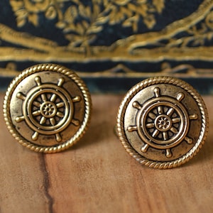 Ships Wheel Cufflinks, Nautical Cufflinks, Cufflinks for a Cruise, Sailing Cufflinks, Boating Cufflinks, Beach Wedding Cuff Links, Cruise