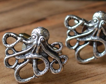 Kraken Cufflinks, Silver Octopus Cufflinks,  Octopus CuffLinks,  Silver Octopus Cuff Links, Beach Cufflinks, Pirate Cufflinks, Nautical