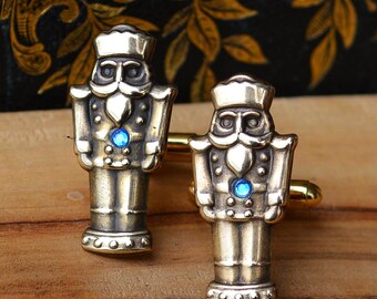 Christmas Party Accessories, Nutcracker Cufflinks, Christmas Cuff Links, Christmas gift for Boyfriend, Stocking Stuffer for husband