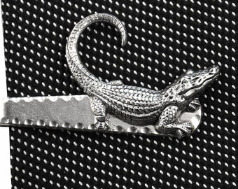 Alligator Tie Clip, Gator Tie Bar,  gifts with gators,  Alligator tie bar, beach wedding tie clip, preppy alligator gifts