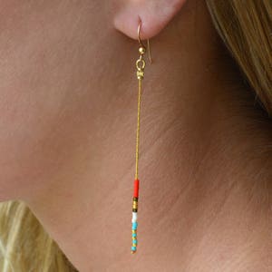 Thin dainty earrings, Minimal earrings, simple chain earrings, festival earrings, long minimalist earrings, thin dainty earring, dangle image 2