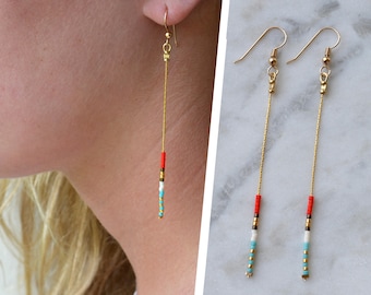 Thin dainty earrings, Minimal earrings, simple chain earrings, festival earrings, long minimalist earrings, thin dainty earring, dangle