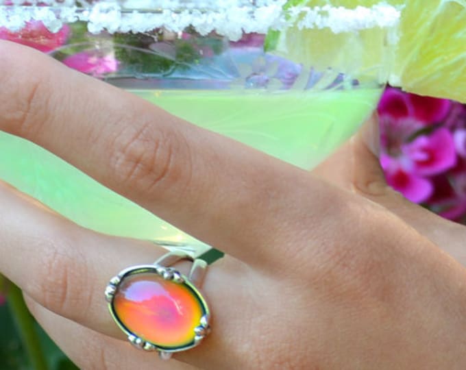 Mood Ring , Sterling Silver Mood Ring, Color Changing Rings, Fleur De ...