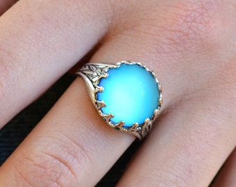 Aqua Mermaid Ring, Frosted Glass Ring