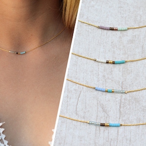 Tiny Beaded Necklace, Dainty necklace with tiny beads, thin gold necklace, delicate layering necklace, skinny bead necklace, minimal boho