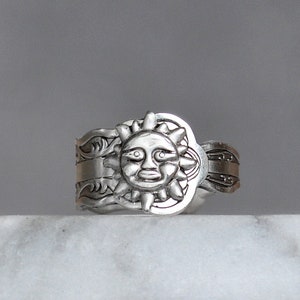 Sterling Silver Plated Sun Ring: Adjustable Sunshine Spoon Ring