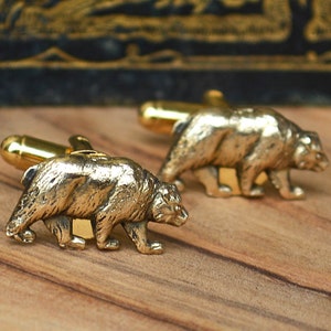 Bear cufflinks, Bear Cufflinks,  Brass Bear Cufflinks, Bear Boyfriend cufflinks, Bear Dad Gifts, Bear Father Gifts