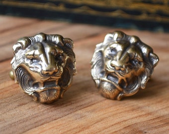 Lion Boyfriend Gift, Brass lion Cufflinks, Lion Fathers Gift, Lion Cufflinks,  Lion Cuff Links, Leo Cufflinks