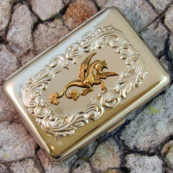 harry potter cigarette case Cigarette Case Griffin, Dragon, Harry Potter, Business Card Case Steampunk  Gothic Victorian Metal Wallet