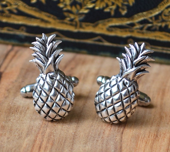 Pineapple Cufflinks Silver Pineapple Cufflinks Beach Wedding Cufflinks Destination Wedding Cufflinks Tiki Cufflinks Nautical Cufflinks Etsy