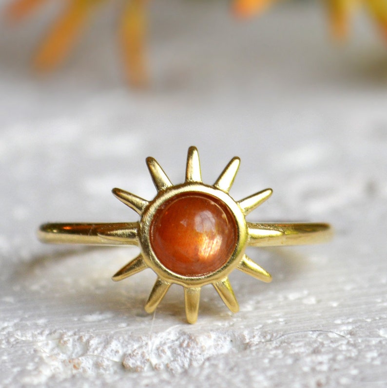 Celestial Sun Ring Sun ray Gold Sun Ring Tiny Sun Ring Minimalist Jewelry Sunrise Ring Stacking Ring Sunflower Ring Sunstone Ring