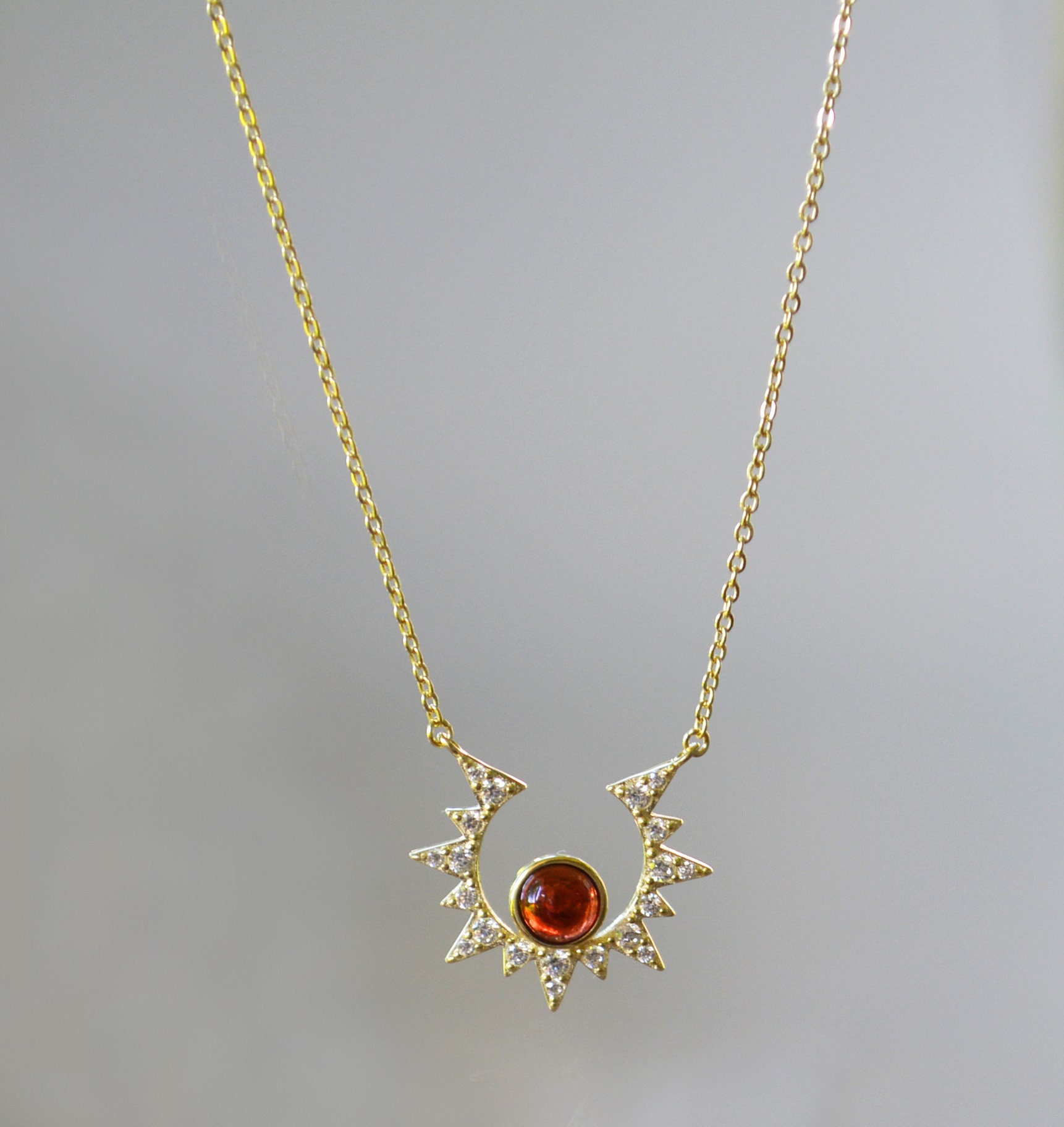 Tiny Garnet Necklace Gold January 