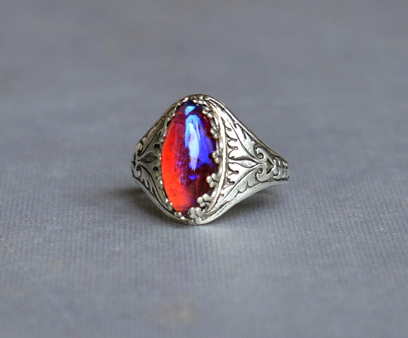 Dragons Breath Opal Ring Marquise Fire 0pal Ring Mexican Fire