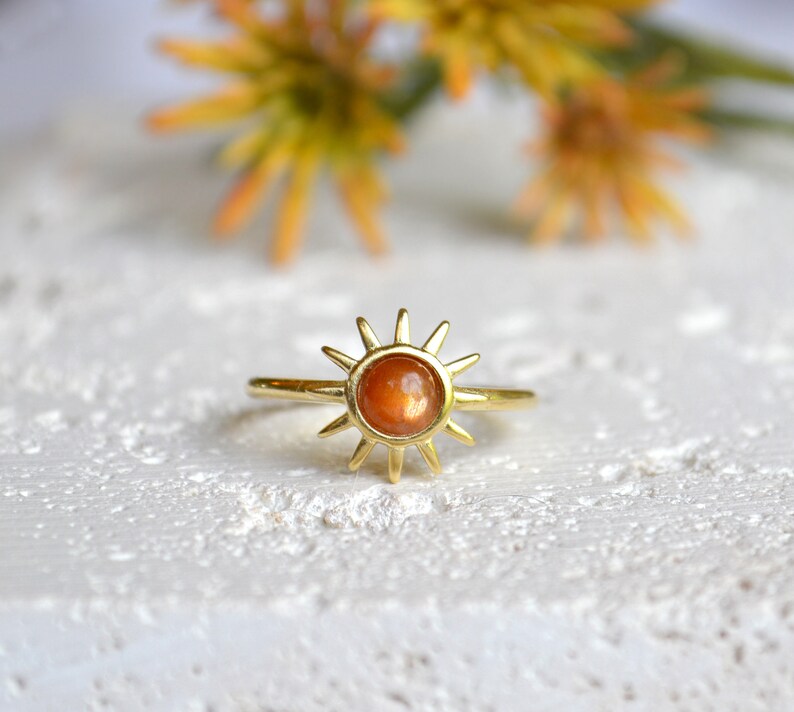 Celestial Sun Ring Sun ray Gold Sun Ring Tiny Sun Ring Minimalist Jewelry Sunrise Ring Stacking Ring Sunflower Ring Sunstone Ring