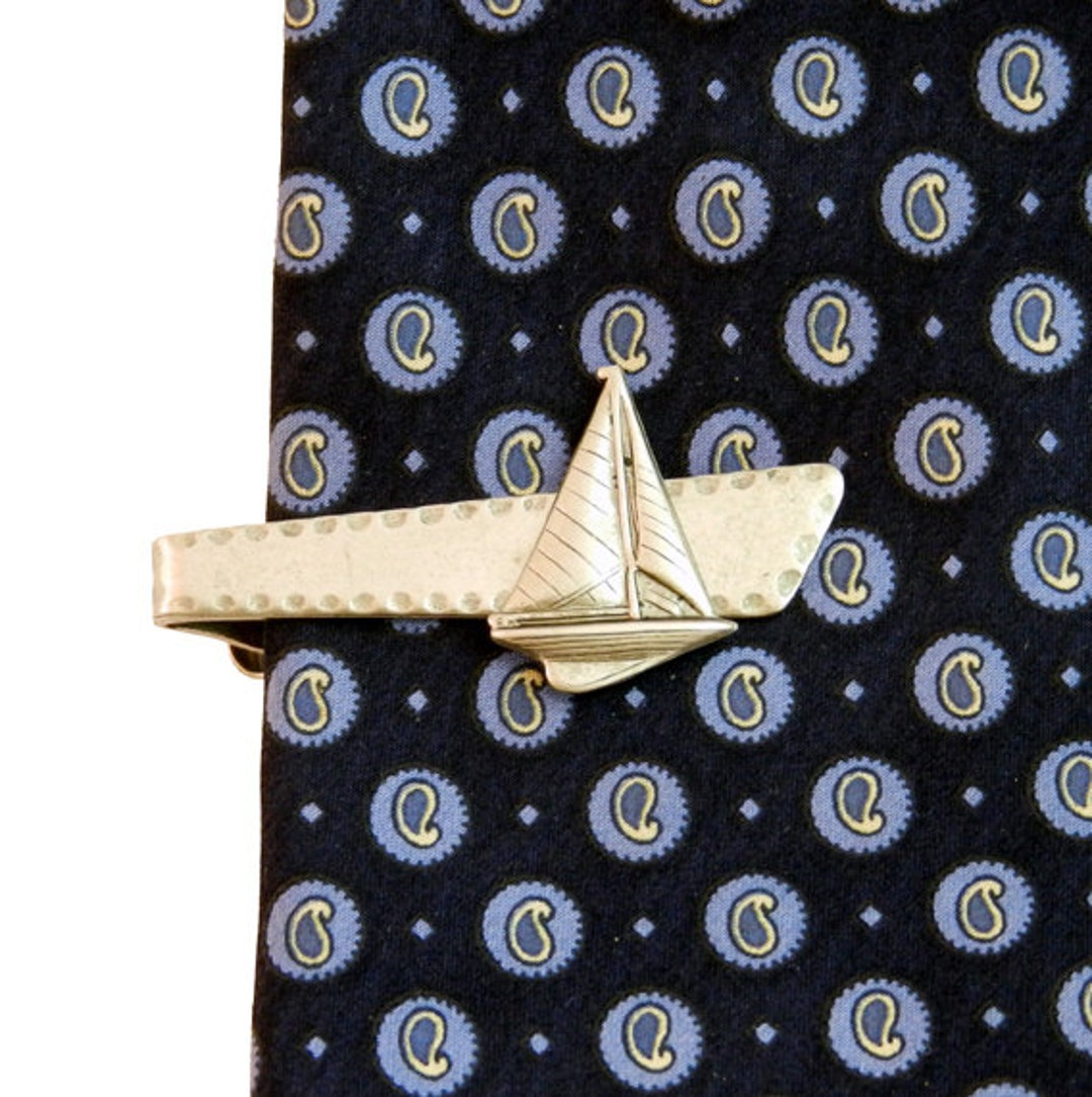 Sailboat Tie Clip Silver Sailing Tie Bar Nautical Tie Tac Etsy