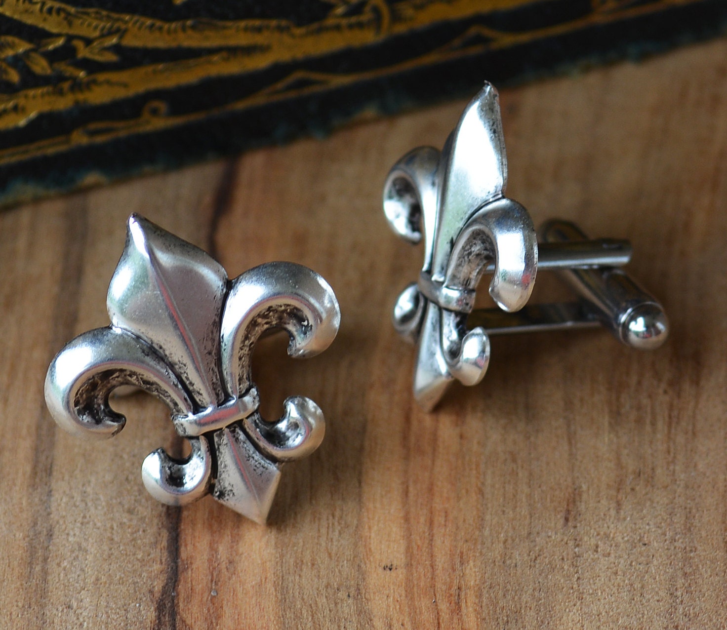 Fleur De Lis Cufflinks, Fleur De Lis Cuff Links, Silver Fleur De