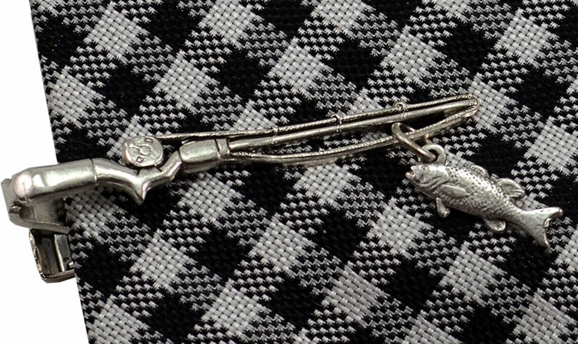 Fishing Tie Clip Fishing Tie Bar Fishing Rod Tie Clip Etsy