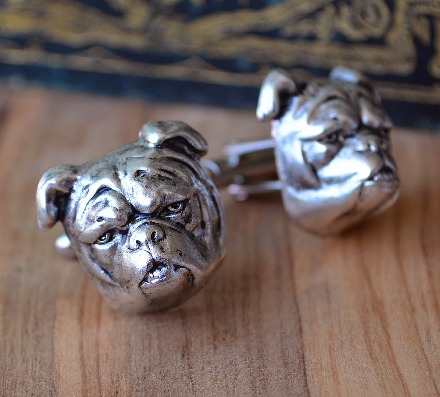 Bulldog cufflinks Dog Cuff links Mens Cufflinks English Etsy