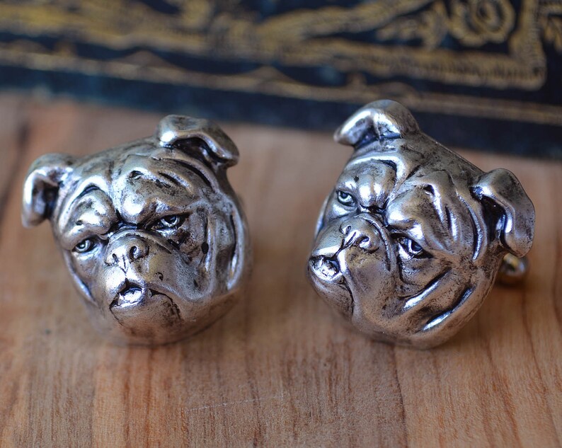 Bulldog Cufflinks Dog Cuff Links Mens Cufflinks English Etsy