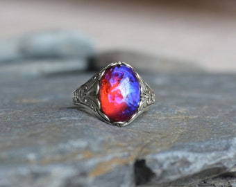 Dragons Breath Ring, Fire Opal Ring, Mexican opal Ring, Red Fire Opal Ring, Dragons Breath Opal, Opal Promise Ring