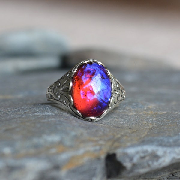 Dragons Breath Ring, Fire Opal Ring, Mexican opal Ring, Red Fire Opal Ring, Dragons Breath Opal, Opal Promise Ring