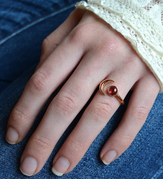 Anillo Sol Y Luna Anillo De Cuchara Plata 925 Diseño Sol, Luna Y