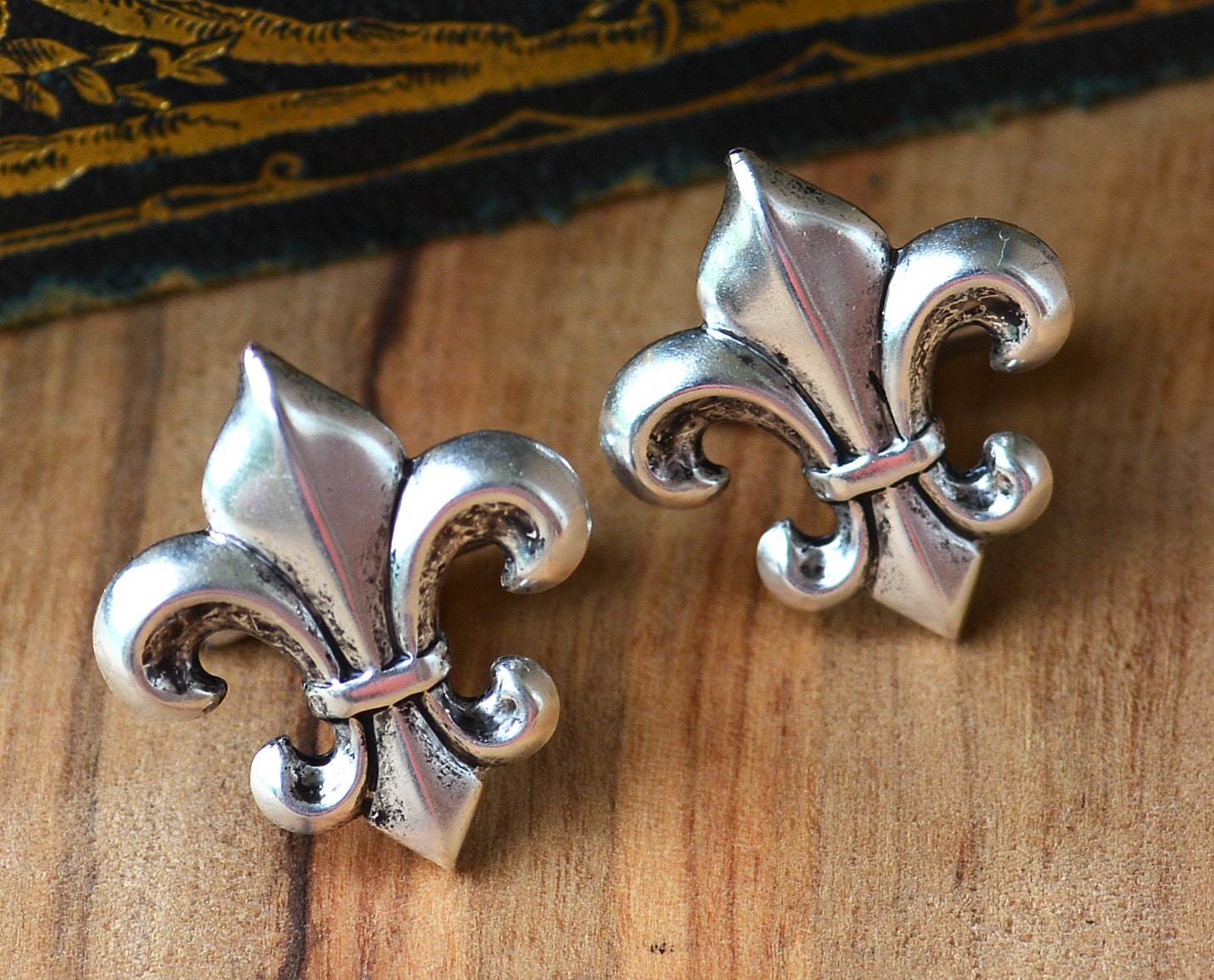 Fleur De Lis Cufflinks, Fleur De Lis Cuff Links, Silver Fleur De