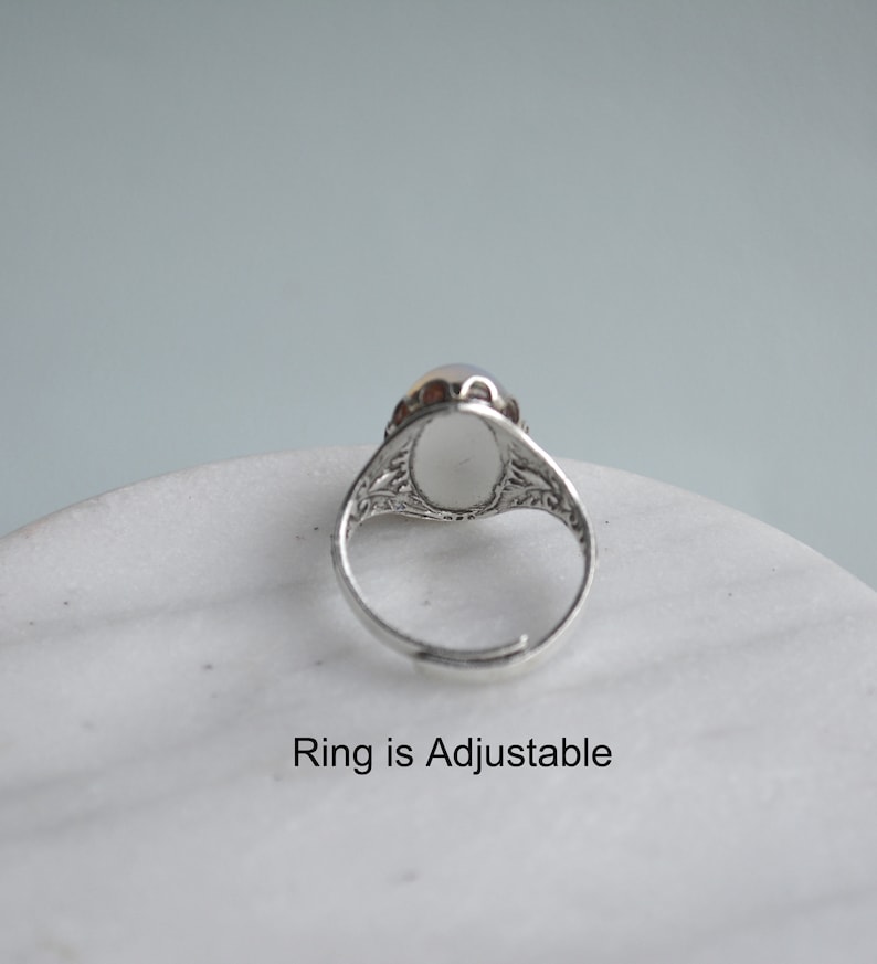 Natural Emerald Ring, Raw Emerald Ring, May birthday gift, Real Emerald Ring, silver plated and adjustable image 5