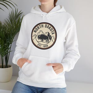North Dakota Buffalo Patch Hoodie | State Vintage Bison Emblem