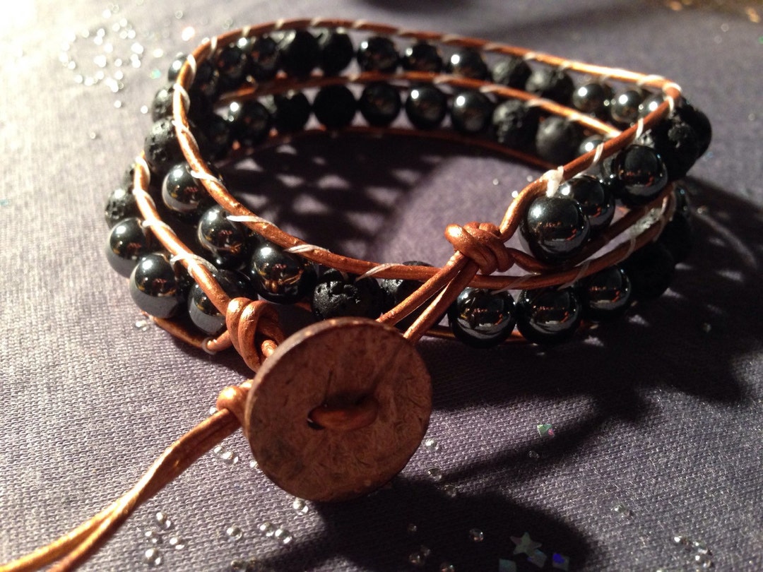 Lava stone and hematite bracelet Clearance