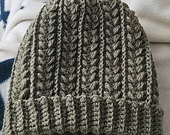 Leafy Beanie, Winter Crochet Hat