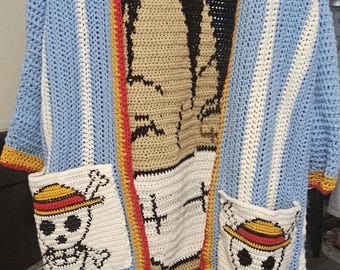 Custom Crochet Character Cardigan: Pirate Design