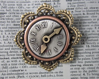 Steampunk Clock Brooch- Steampunk Jewelry-