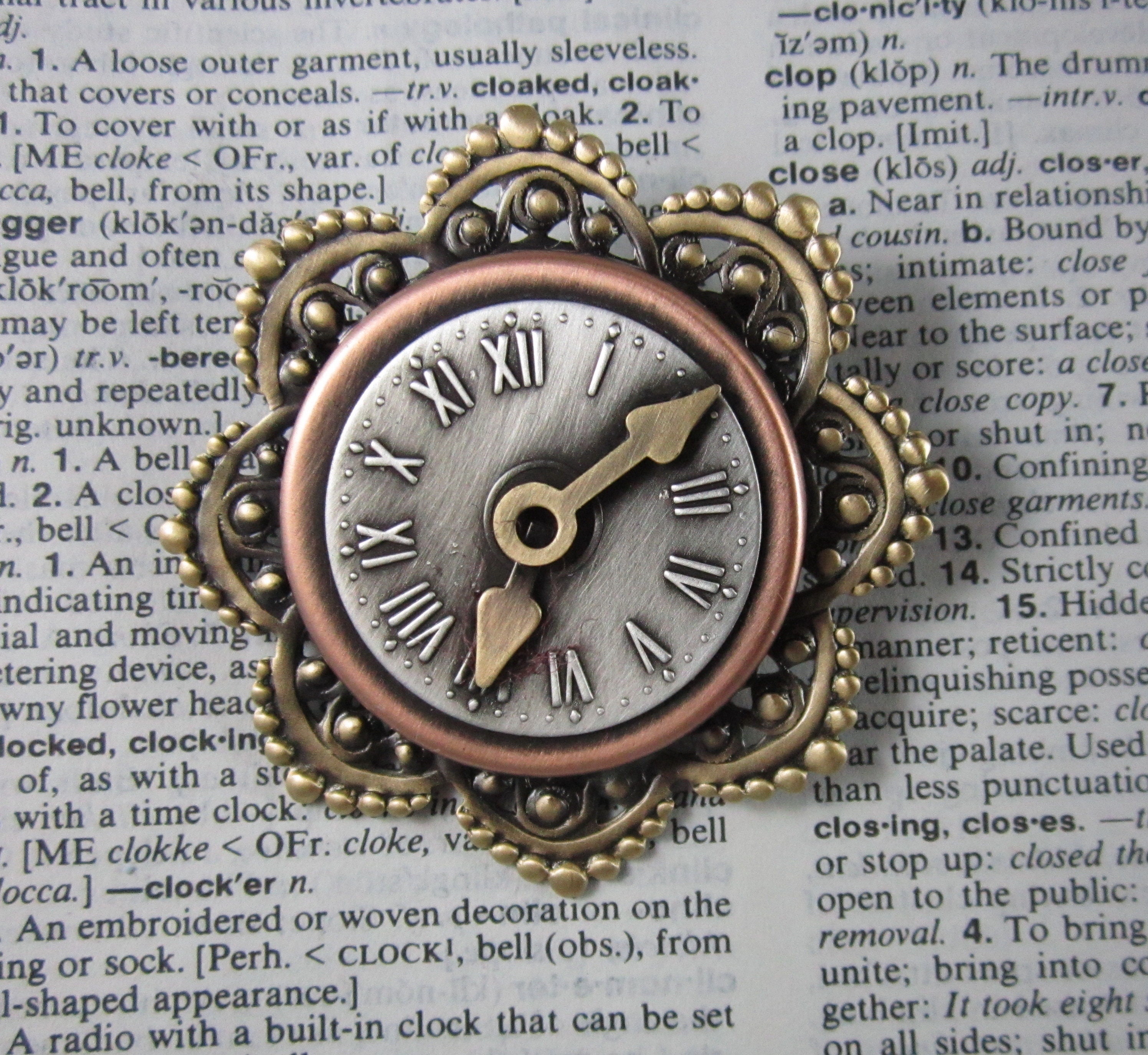 PINSwithPERSONALITY Steampunk Clock Brooch- Steampunk Jewelry