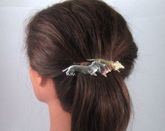 DACHSHUND FRENCH BARRETTE 80mm- Thick Hair Barrette- Hair Clip- Hair Barrette- Dog Lover Barrette- Dog Rescur Barrette- Dog Groomer Gift