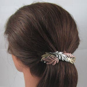 LEAVES FRENCH BARRETTE 80mm- Thick Hair Barrette- Leaf Barrette- Fall Barrette- Organic Barrette- Nature Lover Gift- Arborist Gift-