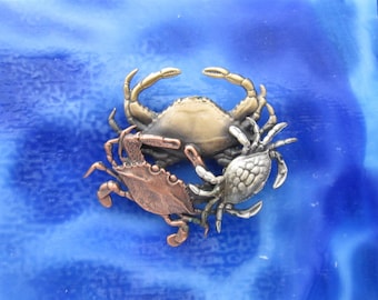 Crabs Brooch- Crab Jewelry- Maryland Crab- Cancer Crab- Hermit Crab- Blue Crab