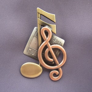 Music Brooch Music Jewelry Music Teacher Gift Music Achievement Award Music Notes Pin Musical Notes Musical Score G Clef image 4