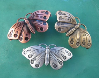 BUTTERFLY FRENCH BARRETTE 50mm- Barrettes for Thin Hair- Hair Accessories- Hair Clips- Silver Barrettes- Small Barrettes