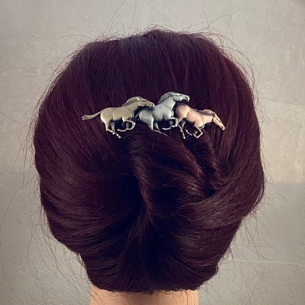 HORSES FRENCH BARRETTE 80mm- Thick Hair Barrette- Horse Hair  display picture 1
