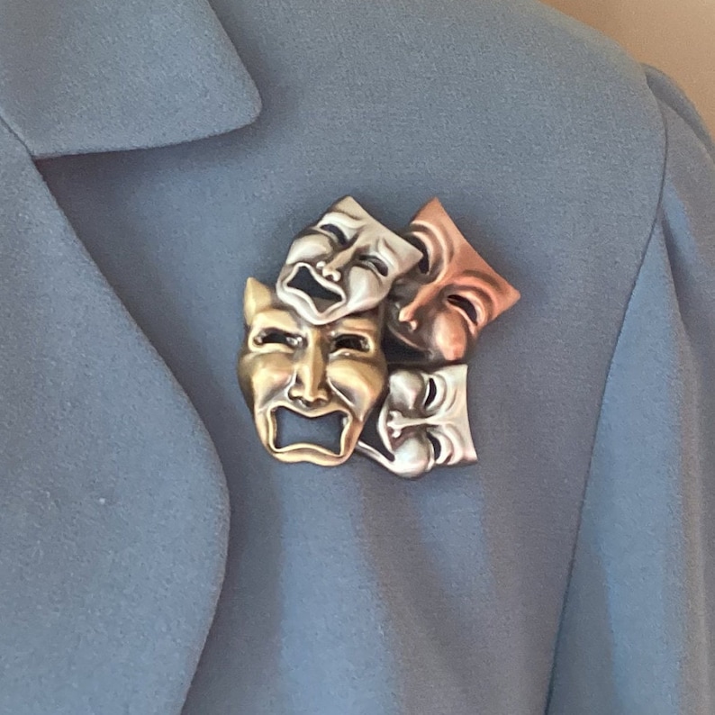 Drama Brooch Drama Teacher Gift Drama Award Comedy Tragedy Etsy