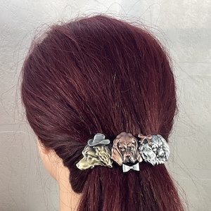 DOG FRENCH BARRETTE 80mm- Thick Hair Barrette- Hair Accessories- Hair Clip- Dog Rescue- Dog Lovers Jewelry- Canine Accessories-